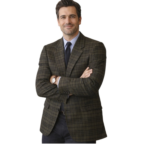 Other - Men's Olive Plaid Blazer - Classic Tailored Sport Coat